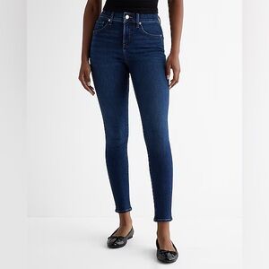 Express Mid Rise Dark Wash Skinny Jeans